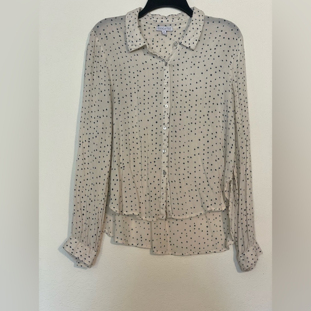 Polka Dot Button-Up Blouse